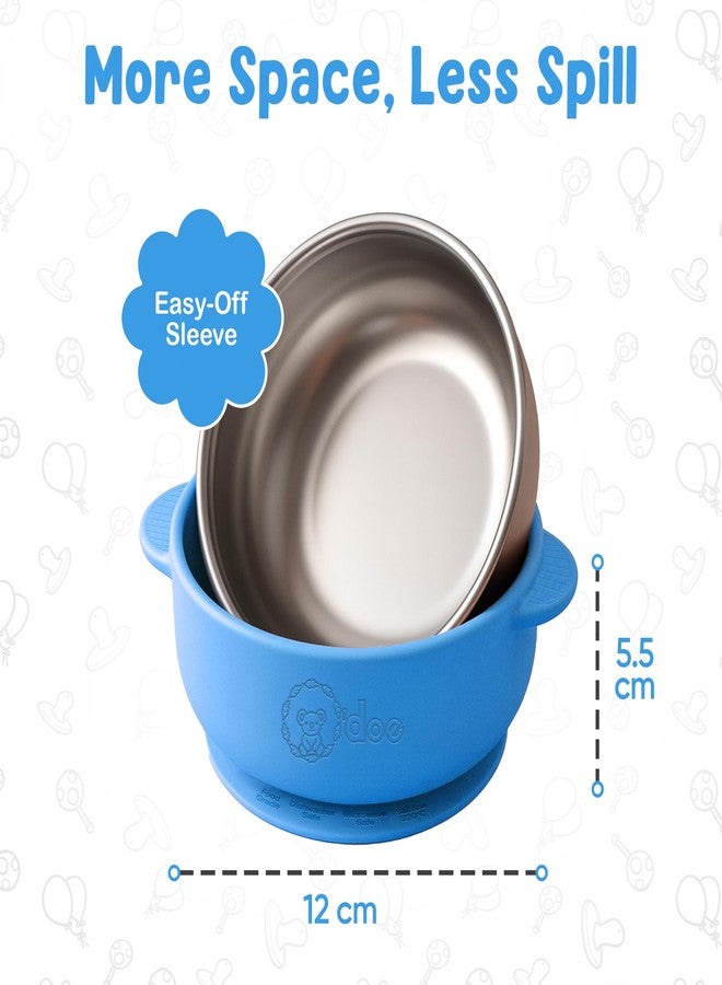 o'doe Baby Bowls with Lids – Stainless Steel Baby Feeding Bowls with Suction | Non-Slip Toddler Bowls for Self Feeding | BPA-Free Kids Bowls for Babys Food & Snacks | Stainless Steel Bowls Kids - Image 3